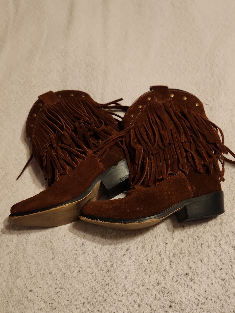 Shyanne Brown Suede Fringe Kids Western Boots